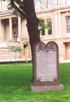 This marker is outside the county building in Troy, OH.  Being it depicts the Ten Commandments, neither the City of Troy nor Miami County has experienced any of the problems seen in the south.